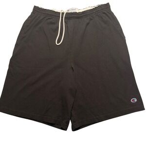 Champion XL Black Sweat Shorts Cotton Elastic Waist Athletic Gym